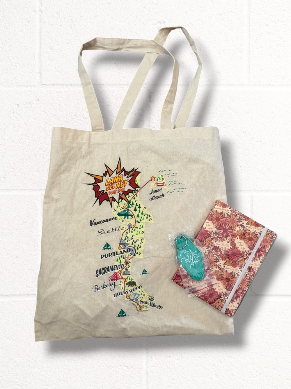 NEW 2019 Lana Del Rey VIP Canvas Tote Bag, Notebook, and Keychain